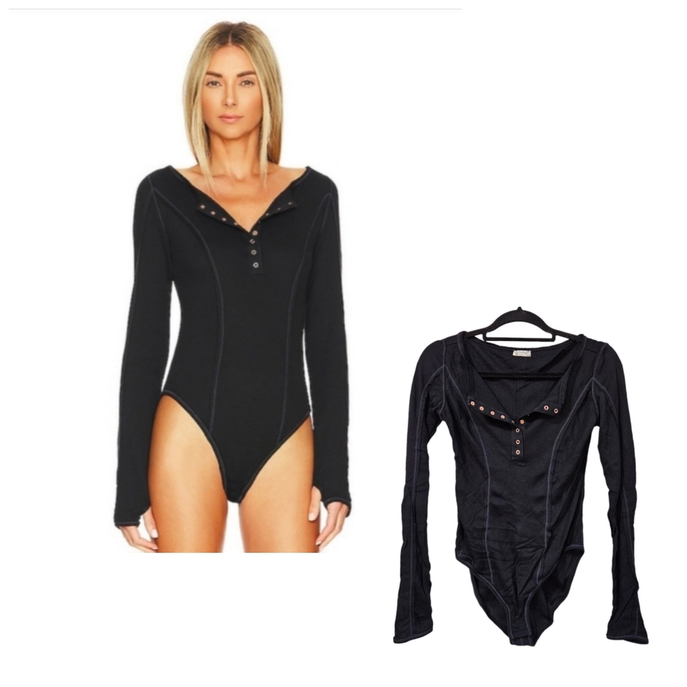 NWT Free People Sloane Bodysuit in Black Size XS